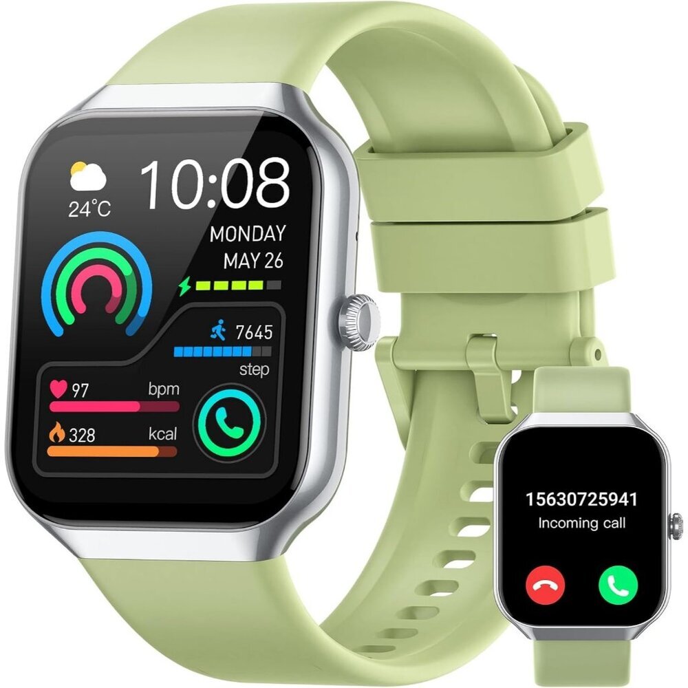 Men's Sliver Green Fitness Activity Tracke with Pedometer Comfortable Smartwatch